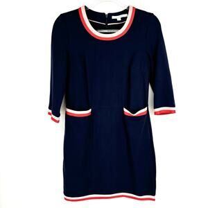 Boden Gloria Ponte Knit Navy Size 6 Red Pink Trim